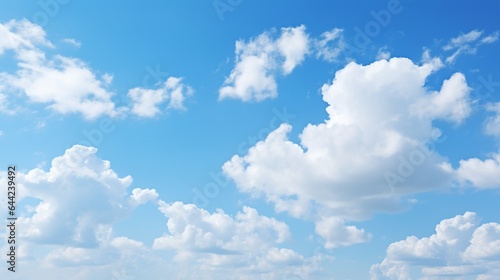 Clear sky and cumulus clouds