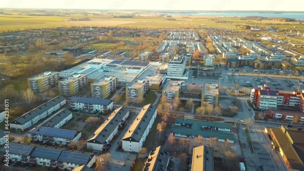 Top view of apartment condos in Linkoping city, Sweden. Family housing