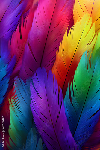  Rainbow colorful feathers background