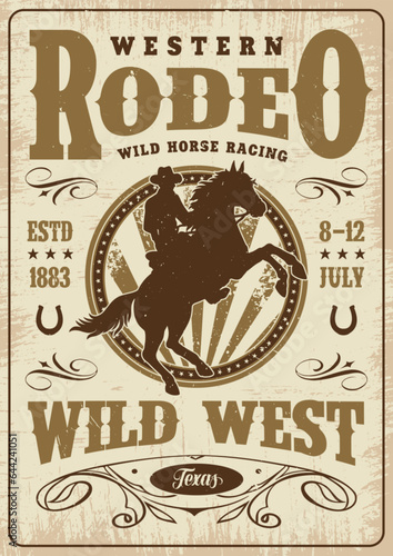Western rodeo vintage sticker colorful