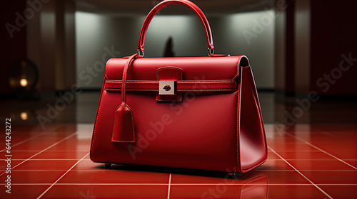 Luxury Leather Handbag and minimalistic backdrop. Created with Generative AI