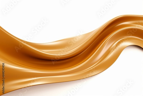 caramel sauce with almond on white background. wave design element. 3d render. Generative AI