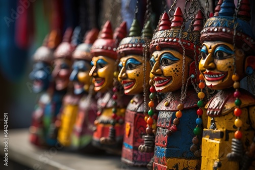 Colorful Indian puppets display