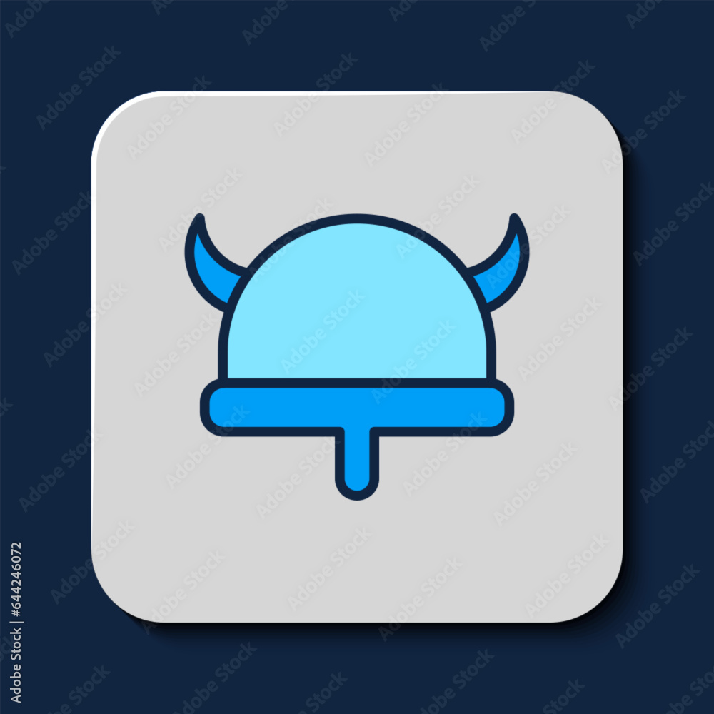 Filled outline Viking in horned helmet icon isolated on blue background. Vector Filled outline Viking in horned helmet icon isolated on blue background. Vector
