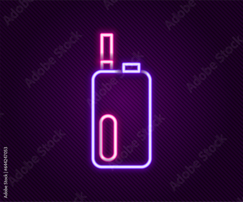 Glowing neon line Electronic cigarette icon isolated on black background. Vape smoking tool. Vaporizer Device. Colorful outline concept. Vector