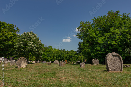 Heart-shaped tombstones in the Famous graveyard in Balatonudvari, Hungary