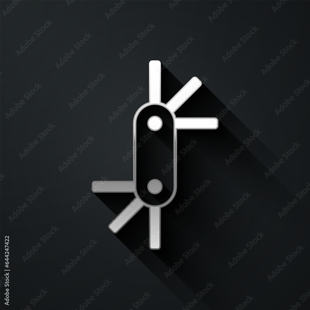 Silver Tool allen keys icon isolated on black background. Long shadow style. Vector Silver Tool allen keys icon isolated on black background. Long shadow style. Vector