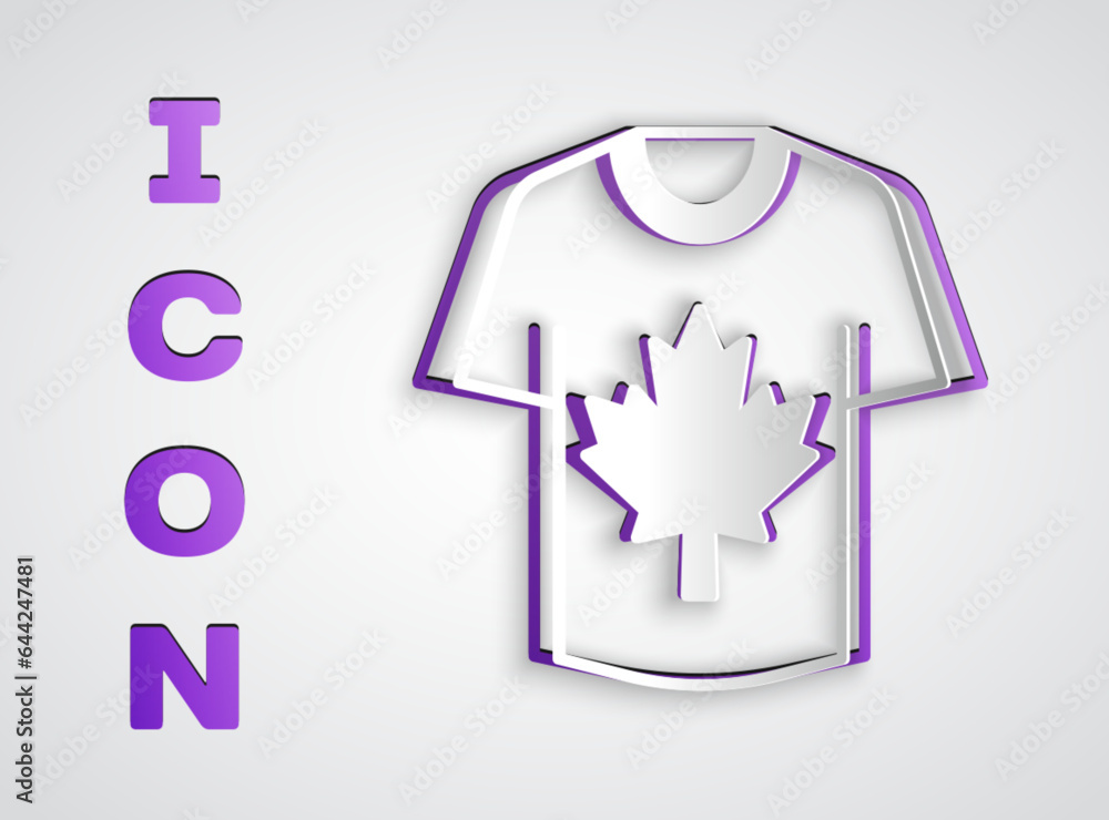 Paper cut Hockey jersey icon isolated on grey background. Paper art style. Vector Paper cut Hockey jersey icon isolated on grey background. Paper art style. Vector