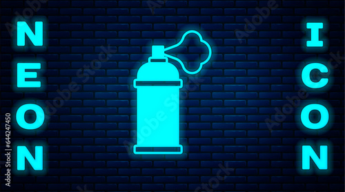 Wallpaper Mural Glowing neon Paint spray can icon isolated on brick wall background. Vector Torontodigital.ca