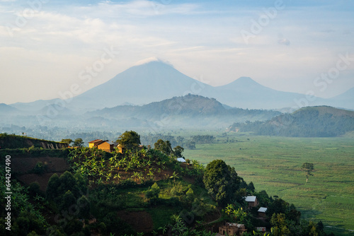 Virunga Volcanoes in morning  light photo