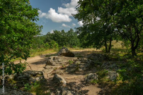 Sea of stones from Szentbekkalla Hungary, nature monument in Balaton Highlands National Park photo