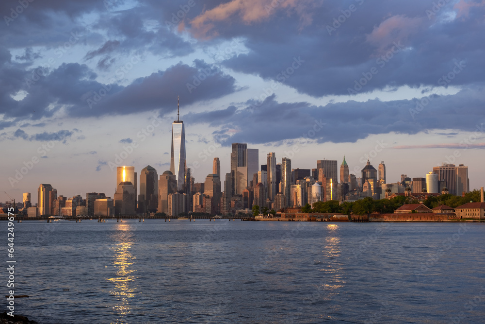 Brooklyn and Manhattan skyline viewed across Hudson River from Liberty State Park, Jersey City, New Jersey