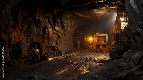 Mining in coal mine 