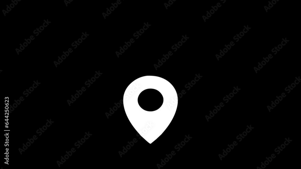 animation of white map location pin bouncing on black background animation of white map location pin bouncing on black background