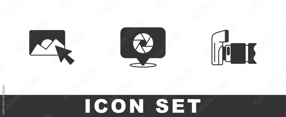 Set Photo retouching, Camera shutter and camera icon. Vector Set Photo retouching, Camera shutter and camera icon. Vector