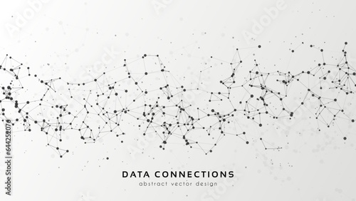 Fototapeta Naklejka Na Ścianę i Meble -  Abstract mesh vector background. Futuristic technology style card. Lines, point, planes in 3d space.