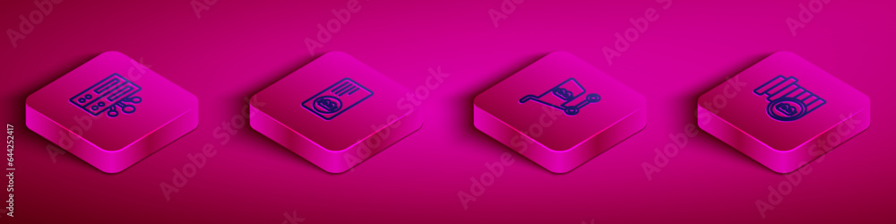 Set Isometric line Server, Credit card with bitcoin, Shopping cart and Bitcoin icon. Vector Set Isometric line Server, Credit card with bitcoin, Shopping cart and Bitcoin icon. Vector