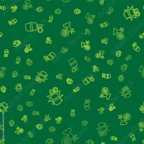 Set line Hand grenade  and Protest on seamless pattern. Vector