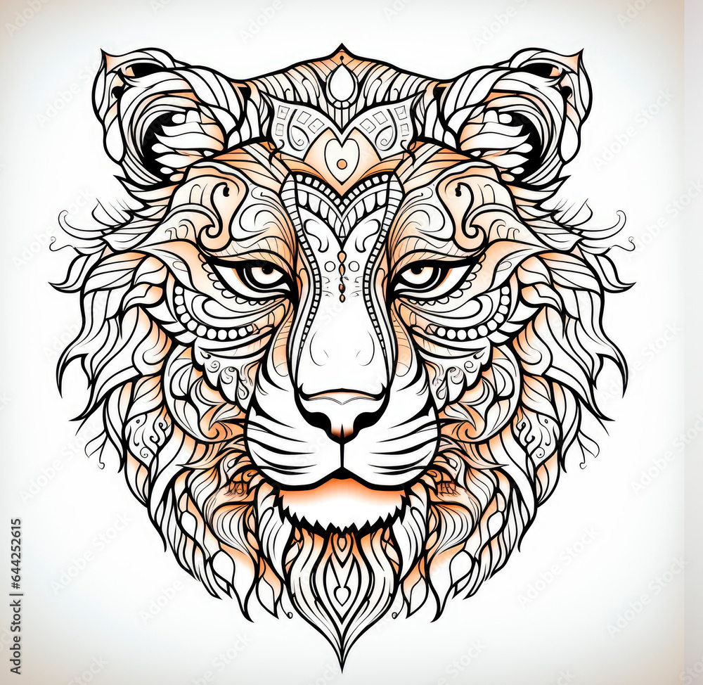 Obraz premium illustration for children and adults for coloring and tattoo design. Created with generated AI technology