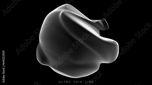 Distorted line spheres. Vector thin line glitch geometry.