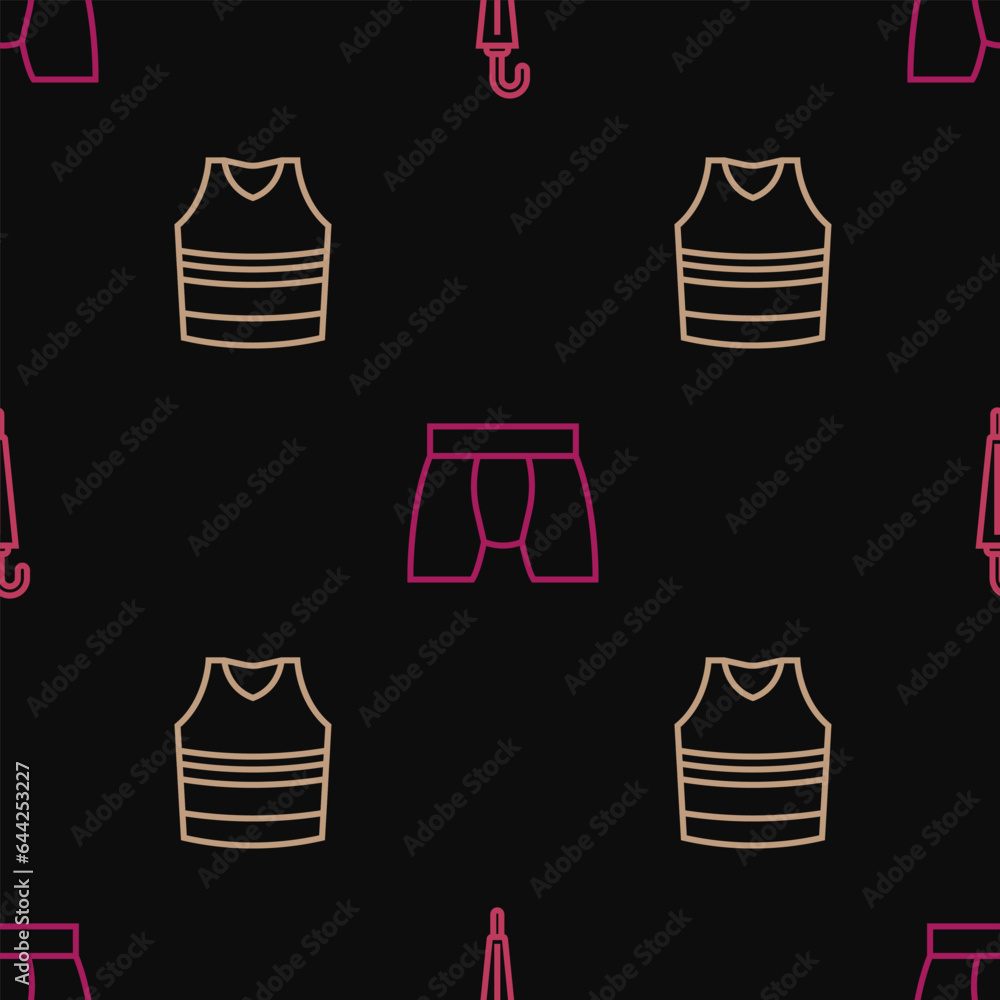 Set line Umbrella, Undershirt and Men underpants on seamless pattern. Vector Set line Umbrella, Undershirt and Men underpants on seamless pattern. Vector