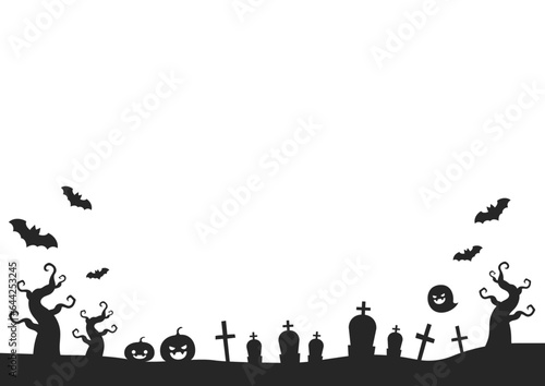 ハロウィンのイラスト、楽しい墓場のイラスト素材