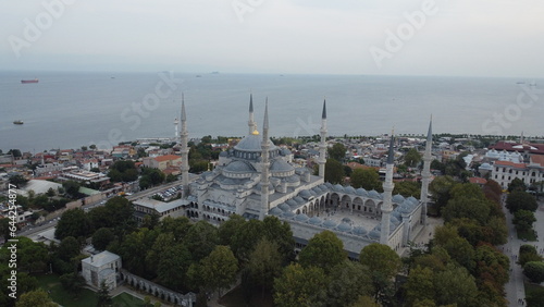 A drone shot of Blue Mosque, Istanbul.