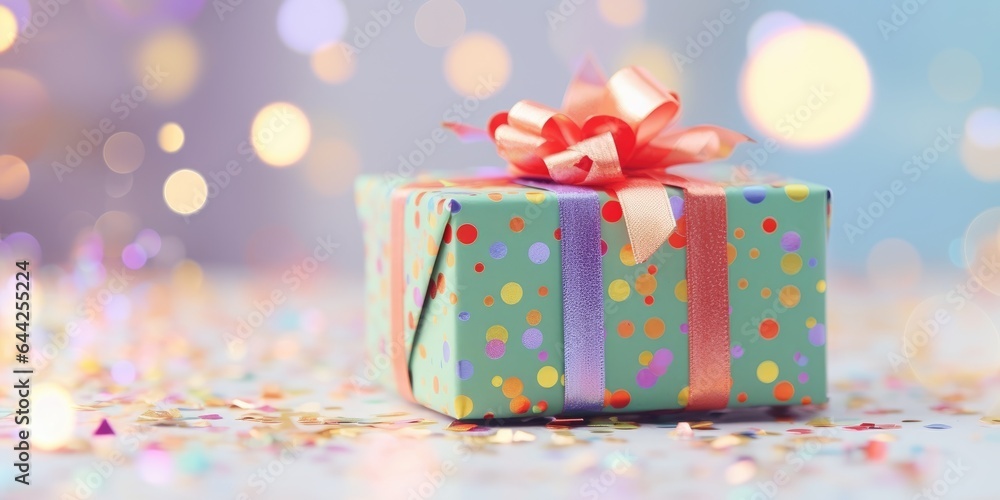 Fototapeta premium Gift box for birthday, festive anniversary, happy valentine's day and wedding, gift presents for black friday sale. Christmas and New Year gift boxes surprise. soft colors
