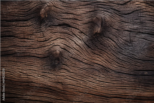 texture of old dark cracked wood with knots