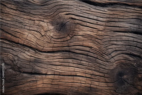 texture of old dark cracked wood with knots