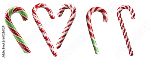 Set of realistic christmas candy cane collection