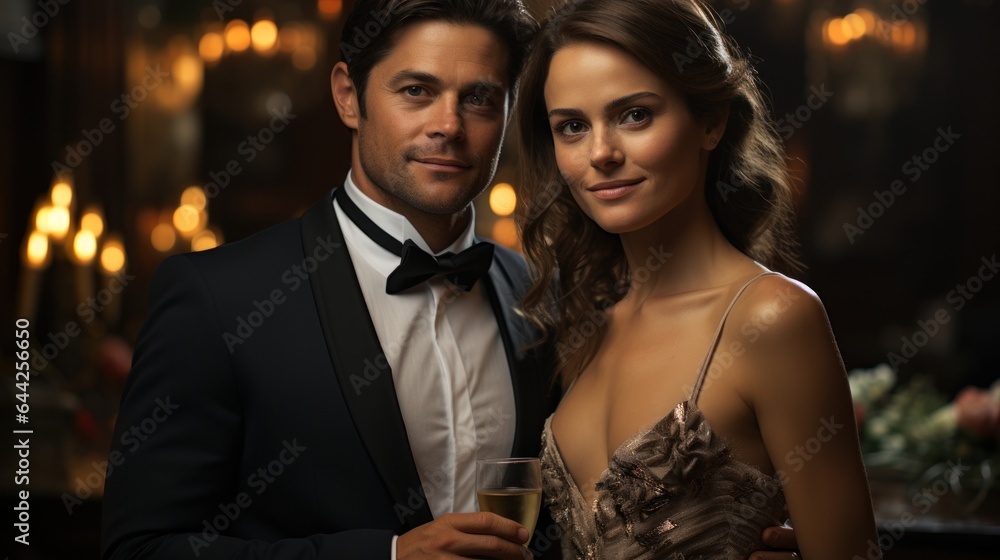 Young couple clinking champagne glasses Young couple clinking champagne glasses