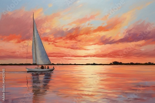 Tampa, FL  sailboat painting. Generative AI © David