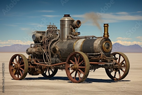 An off-road locomobile powered by steam engines, commonly used for transportation. Generative AI