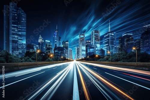 Concept of future cityscape with highway lighting © Oleksandr Kozak