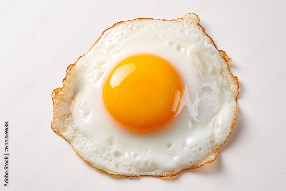 Fried eggs on a light background with selective focus and copy space Fried eggs on a light background with selective focus and copy space