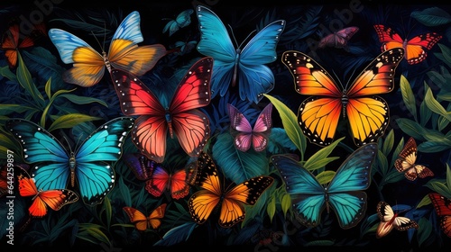 An image of a swarm of colorful butterflies.