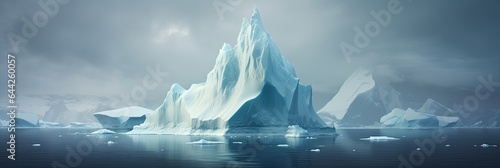 Image of an iceberg partially submerged in the Arctic Ocean.