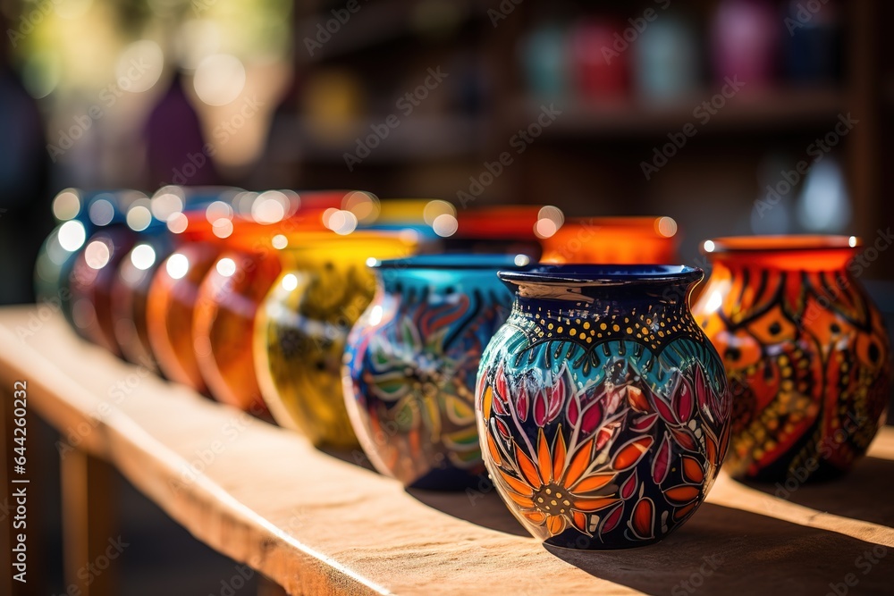 Hand made colorful ceramic pottery. Hand painted pottery. Traditional pottery fair in Pune, India. Hand made colorful ceramic pottery. Hand painted pottery. Traditional pottery fair in Pune, India.