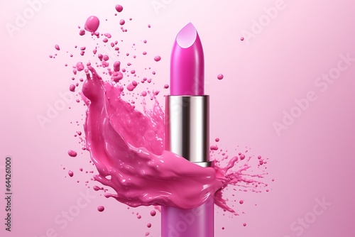 Pink lipstick on white background 3d illustration High quality photo photo