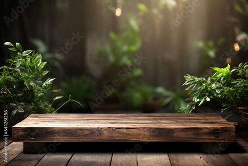 Rustic Old Wood Platform Presentation Mockup Product Background High quality photo