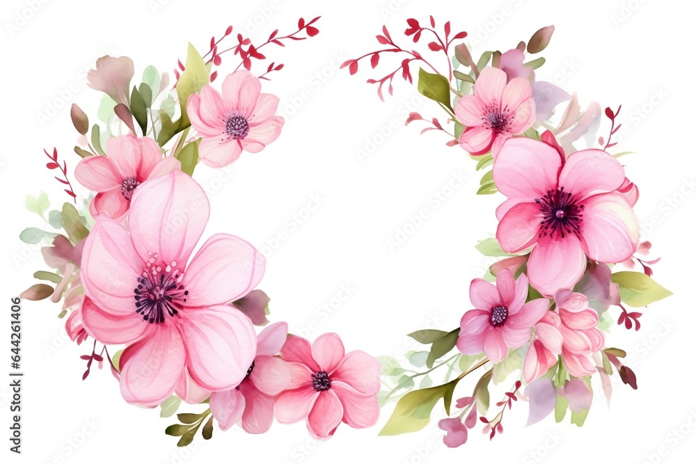 watercolor pink flower blossom on white background