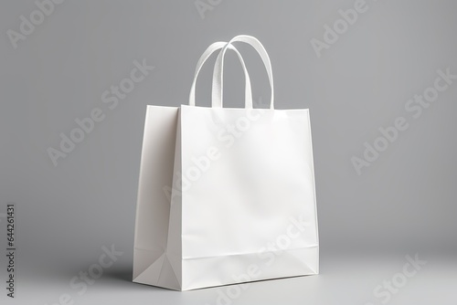 White blank shopping paper bag isolated on white background for mock up and template design. 3d render illustration. High quality photo
