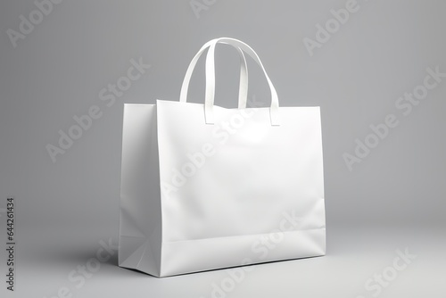 White blank shopping paper bag isolated on white background for mock up and template design. 3d render illustration. High quality photo
