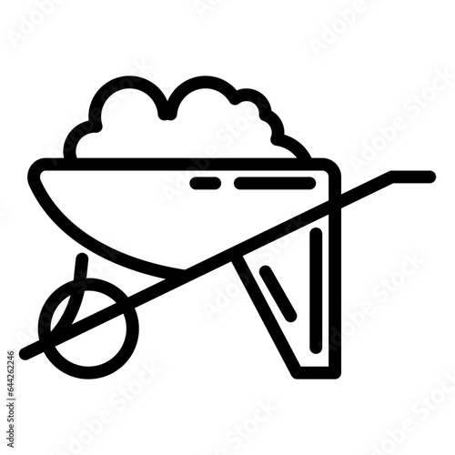 wheelbarrow icon, line icon style