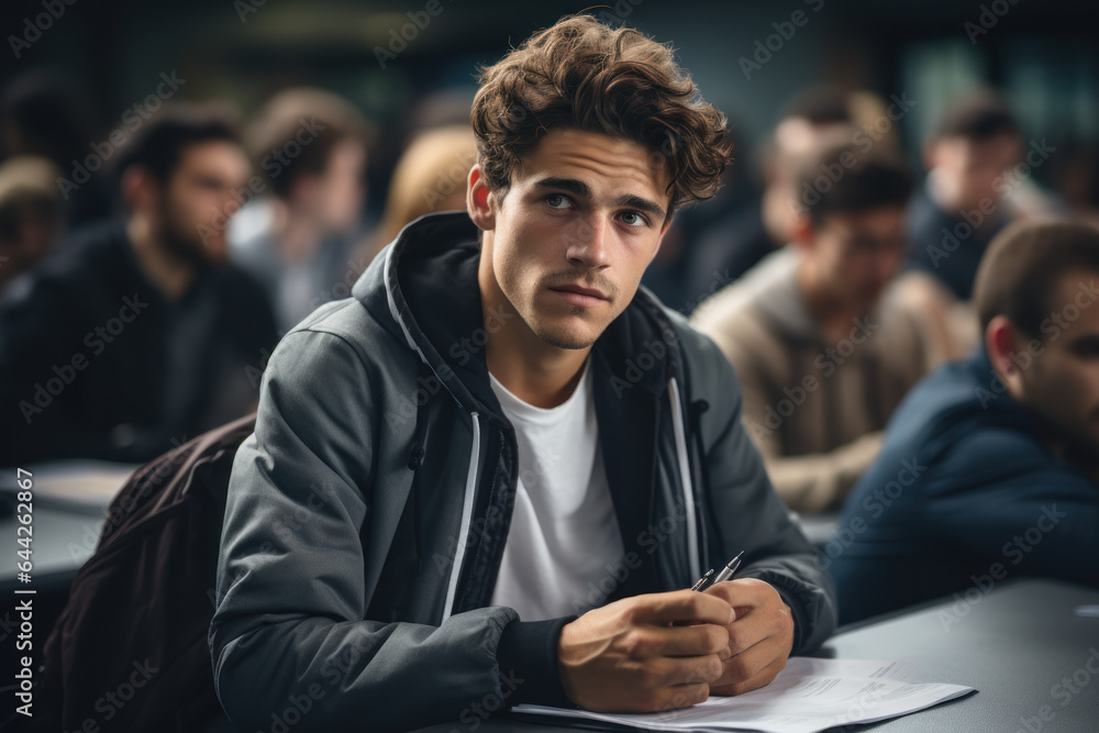 A student raising an eyebrow with a skeptical expression, engaging in a critical analysis of the information being presented. Generative Ai. A student raising an eyebrow with a skeptical expression, engaging in a critical analysis of the information being presented. Generative Ai.