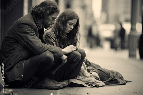 couple praying in the street paceful hopefully