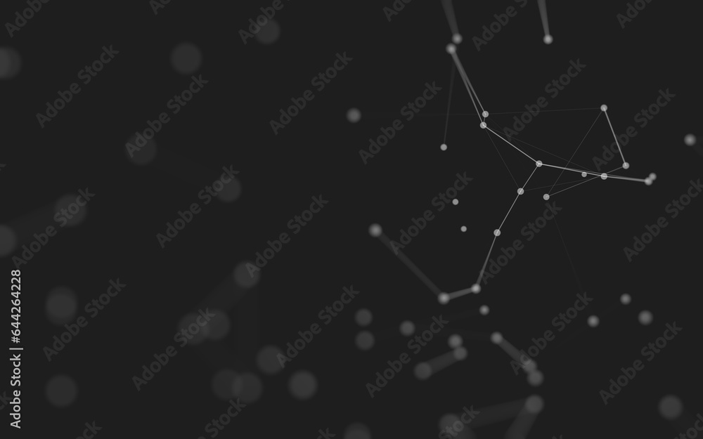 Fototapeta premium Abstract background. Molecules technology with polygonal shapes, connecting dots and lines. Connection structure. Big data visualization.