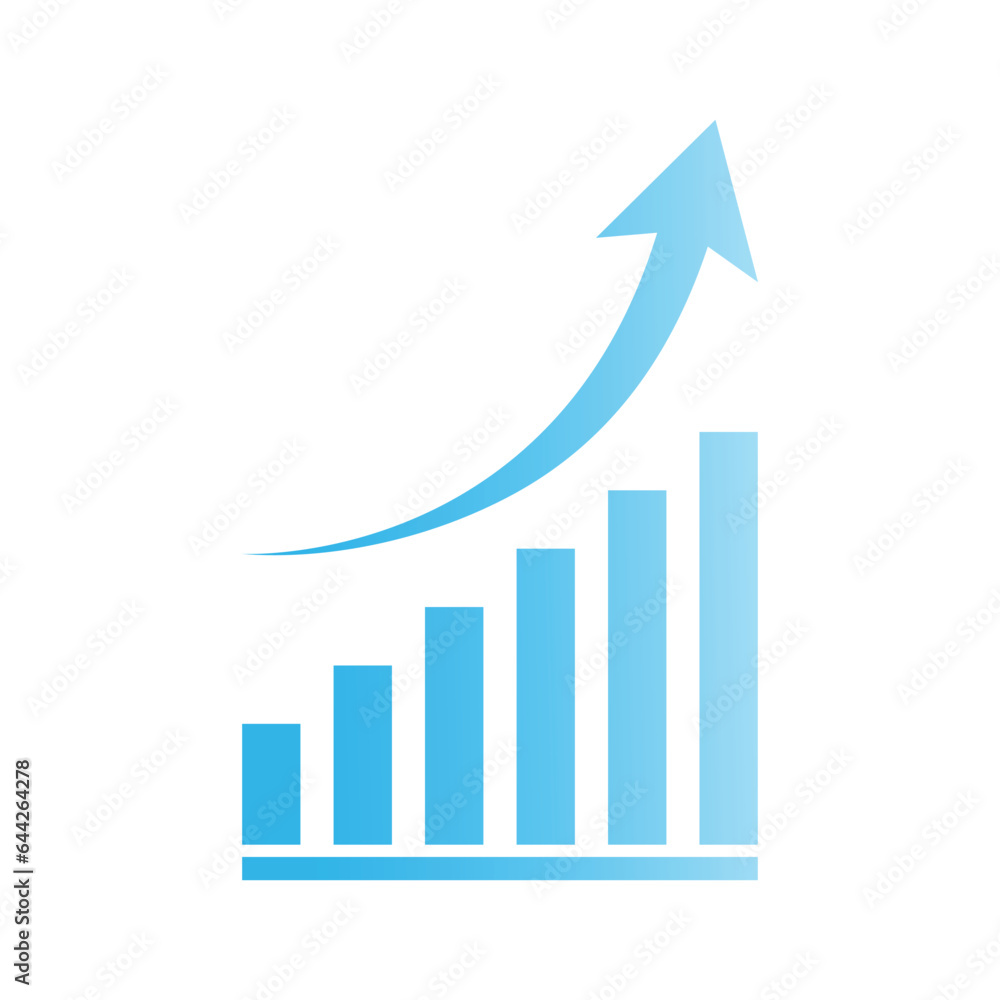 Growing graph icon vector in flat style. Business growth profit symbol Growing graph icon vector in flat style. Business growth profit symbol
