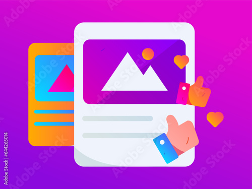 Virtual characters social communication concept business flat vector hand drawn illustration